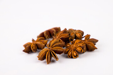anise star spice on white background.