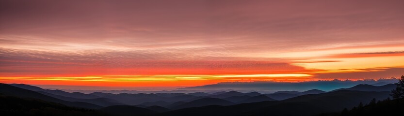 Fototapeta premium Beautiful Mountain landscape at sunset. Generative AI