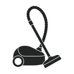 Vacuum cleaner vector black icon. Vector illustration electric vacuum on white background. Isolated black illustration icon of cleaner.