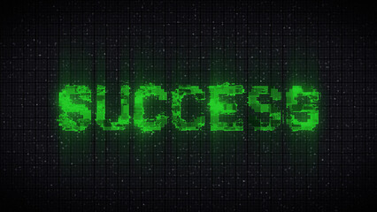 Fototapeta premium SUCCESS text on computer old tv vhs glitch interference noise screen