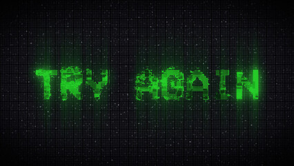 Fototapeta premium Try again pixel art with retro glitch and tv interference