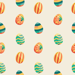 Cute seamless Easter pattern with easter bunny and easter eggs.