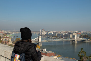 portrait of a young woman on her vacation in budapest