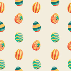 Cute seamless Easter pattern with easter bunny and easter eggs.