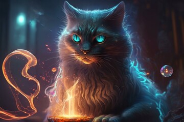 A cat with a magical aura. Generative Ai