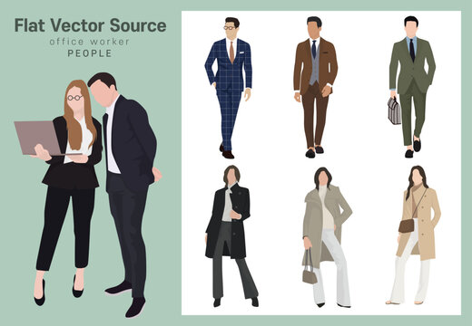 Flat Vector Source for Female Male Office Employees