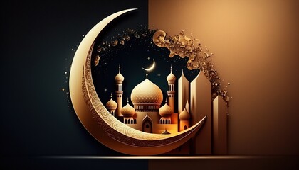 Holy Ramadan Kareem moon. Month of fasting for Muslims.	
