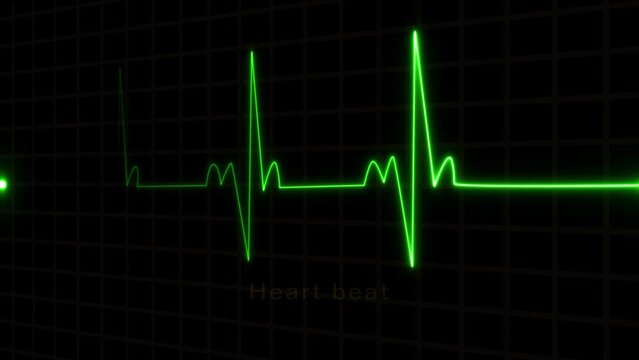 abstract  beautiful green neon line   heart beat line  animation .4k neon light heartbeat display screen medical research show sign colorful abstract background 4k neon symbol .