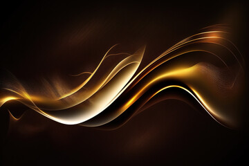 Golden wave effect on dark background created with Generative AI technology