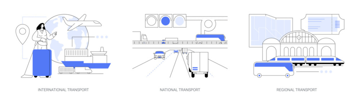 Global logistics abstract concept vector illustrations.