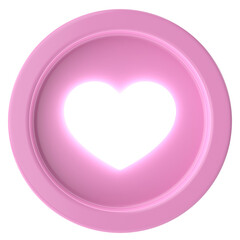 Love button. heart icon. 3D illustration.