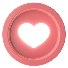 Love button. heart icon. 3D illustration.