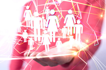 Global network. Blockchain. 3D illustration. Neural networks and artificial intelligence. Abstract