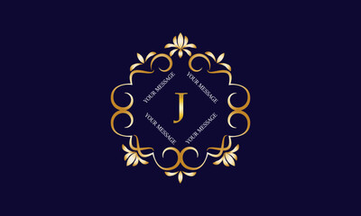 Elegant monogram design template with initial letter J. Luxury elegant ornament logo for restaurant, boutique, hotel, fashion, business.