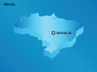 Brazil 3D Isometric map with Capital Mark Brasilia Vector Illustration Design