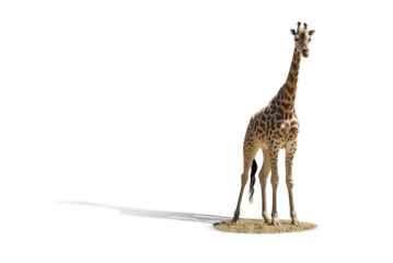 Fototapeten Giraffe standing on a transparent background with shadow. © ardasavasciogullari