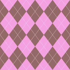 Brown and pink Argyle pattern. Fabric texture background. Classic argile fabric texture background.	 