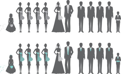 Wedding Party vector silhouette