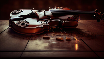 Abstract violin background - violin lying on the table