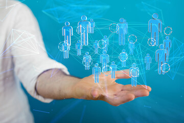 Global network. Blockchain. 3D illustration. Neural networks and artificial intelligence. Abstract