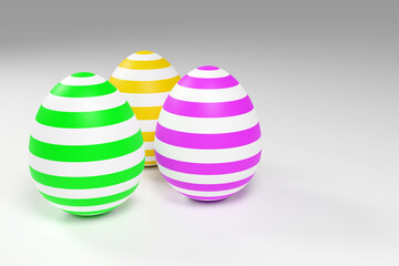 3d rendered decorative precious colorful easter eggs on grey background for wallpapers, greeting cards, posters, ads.