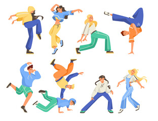 Happy People Characters Dancing Moving Their Body Vector Set