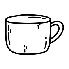Hand drawn doodle coffee mug icon. Vector illustration of cup with coffee or tea, cartoon design element