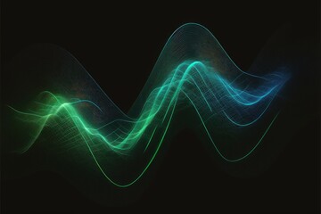 Abstract green digital sound waves generative ai