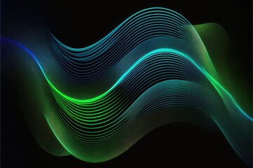Abstract green digital sound waves generative ai
