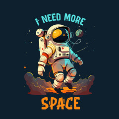 Astronaut i need more space vector t-shirt design