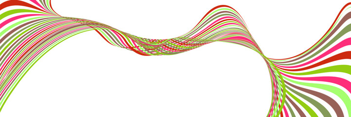 Wavy lines or ribbons. Multicolored striped gradient. Creative unusual background with abstract gradient wave lines for creating trendy banner, poster. Vector eps