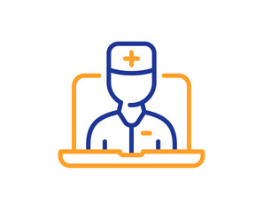 Telemedicine line icon. Online doctor sign. Medicine healthcare symbol. Colorful thin line outline concept. Linear style telemedicine icon. Editable stroke. Vector