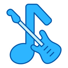 Electric guitar and musical note - icon, illustration on white background, similar style