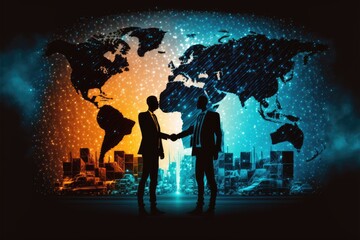 Smart logistics, Global business concept. Businessman making handshake for a successful business generative ai illustration