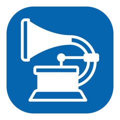 Gramophone for gramophone records - icon, illustration on white background, color glyph style