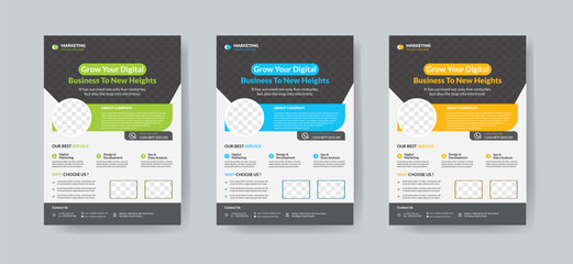 Corporate creative colorful business flyer template design set, abstract business flyer, vector template design or business poster template design