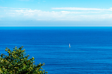 Seascape, blue sky, Atlantic Ocean Basque Country, Spain.