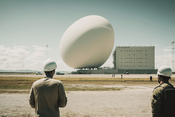 Large white Chinese Spy balloon prepared to fly over the globe in an effort to gain intelligence. Generative AI