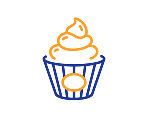 Cake line icon. Birthday cupcake sign. Dessert food symbol. Colorful thin line outline concept. Linear style cake icon. Editable stroke. Vector