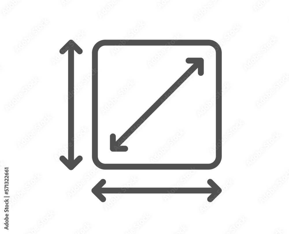Poster square area line icon. room dimension sign. territory measurement symbol. quality design element. li