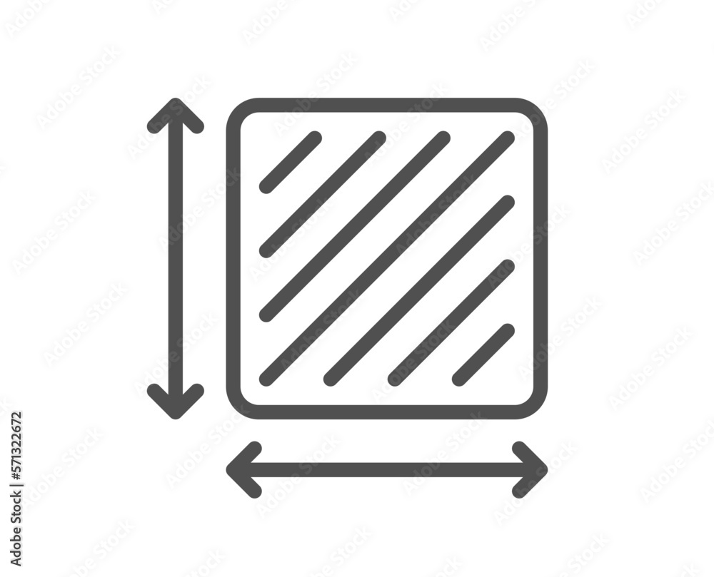 Poster square area line icon. room dimension sign. territory measurement symbol. quality design element. li