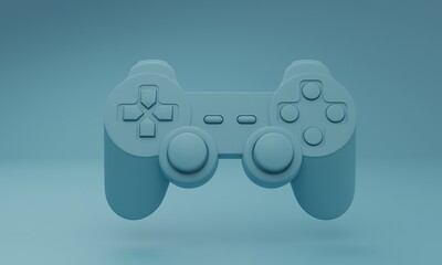 Levitating console gamepad on same color background. 3D rendering. Video games concept