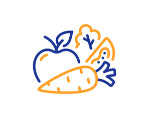 Vegetables line icon. Lettuce, carrot with tomato sign. Low calories food symbol. Colorful thin line outline concept. Linear style vegetables icon. Editable stroke. Vector