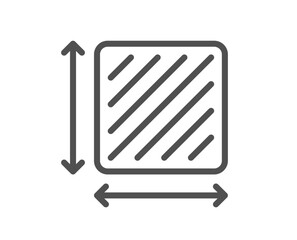 Square area line icon. Room dimension sign. Territory measurement symbol. Quality design element. Linear style square area icon. Editable stroke. Vector