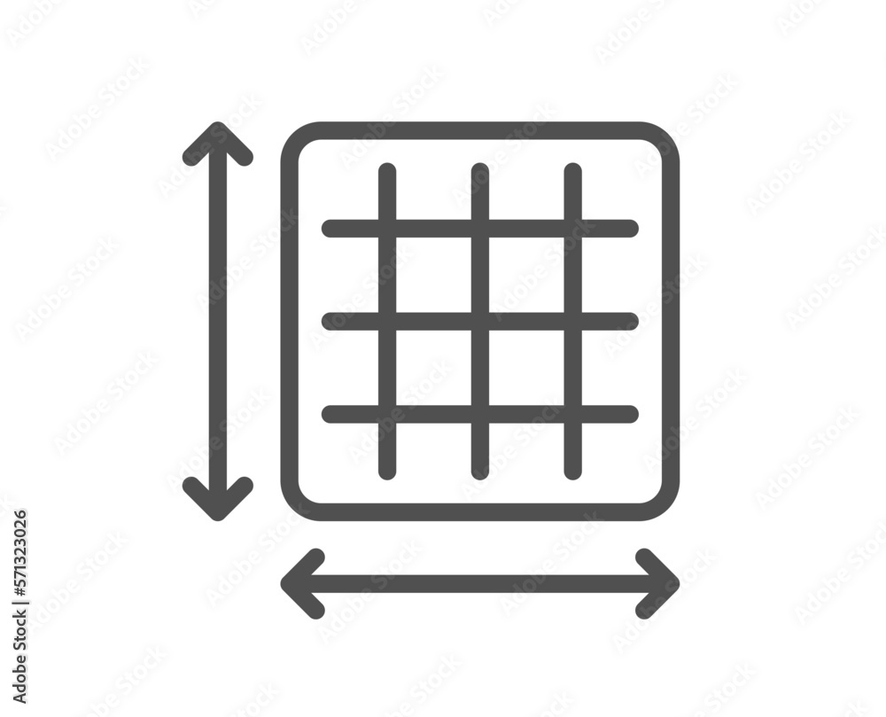 Poster square area line icon. room dimension sign. territory measurement symbol. quality design element. li
