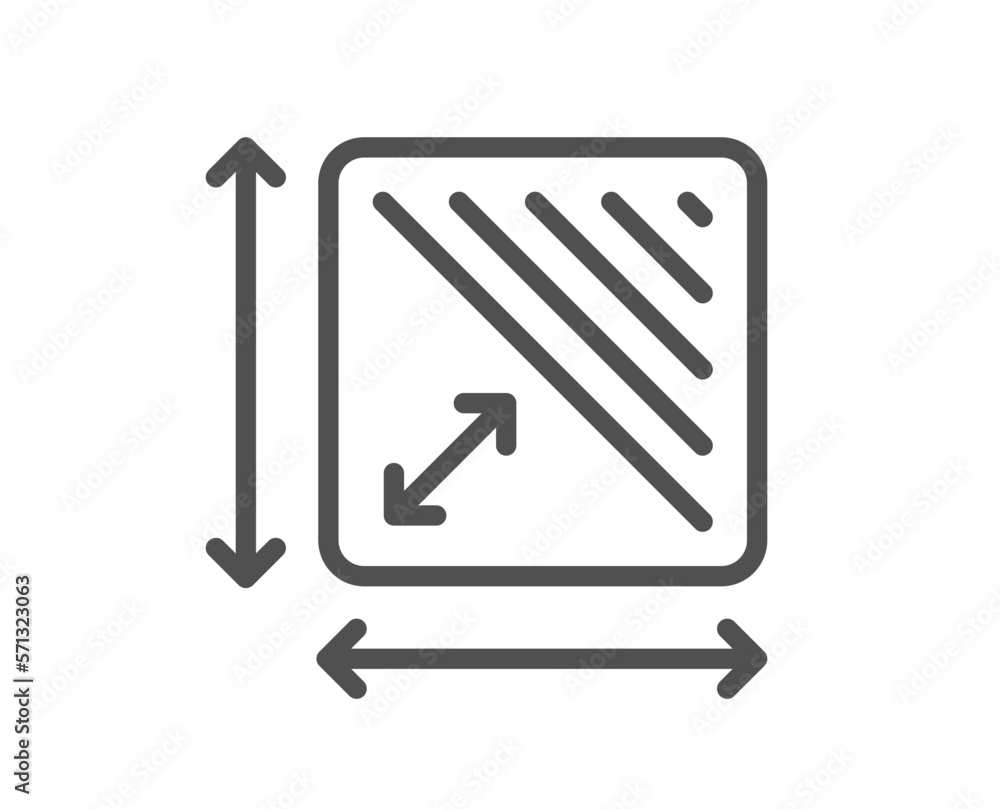 Poster square area line icon. room dimension sign. territory measurement symbol. quality design element. li