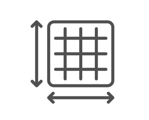 Square area line icon. Room dimension sign. Territory measurement symbol. Quality design element. Linear style square area icon. Editable stroke. Vector