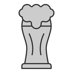Glass of beer with foam - icon, illustration on white background, grey style