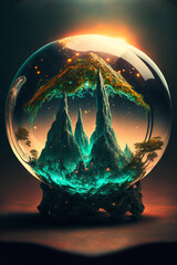 Living in a Bubble Magical Sphere, digital painting made with Generative AI