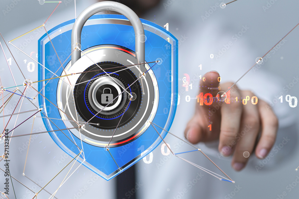 Aufkleber Cybersecurity of digital network systems with computer security enginee - connection
